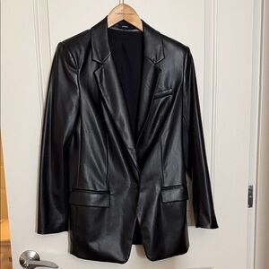 Express Black Faux Leather Blazer Women Small
